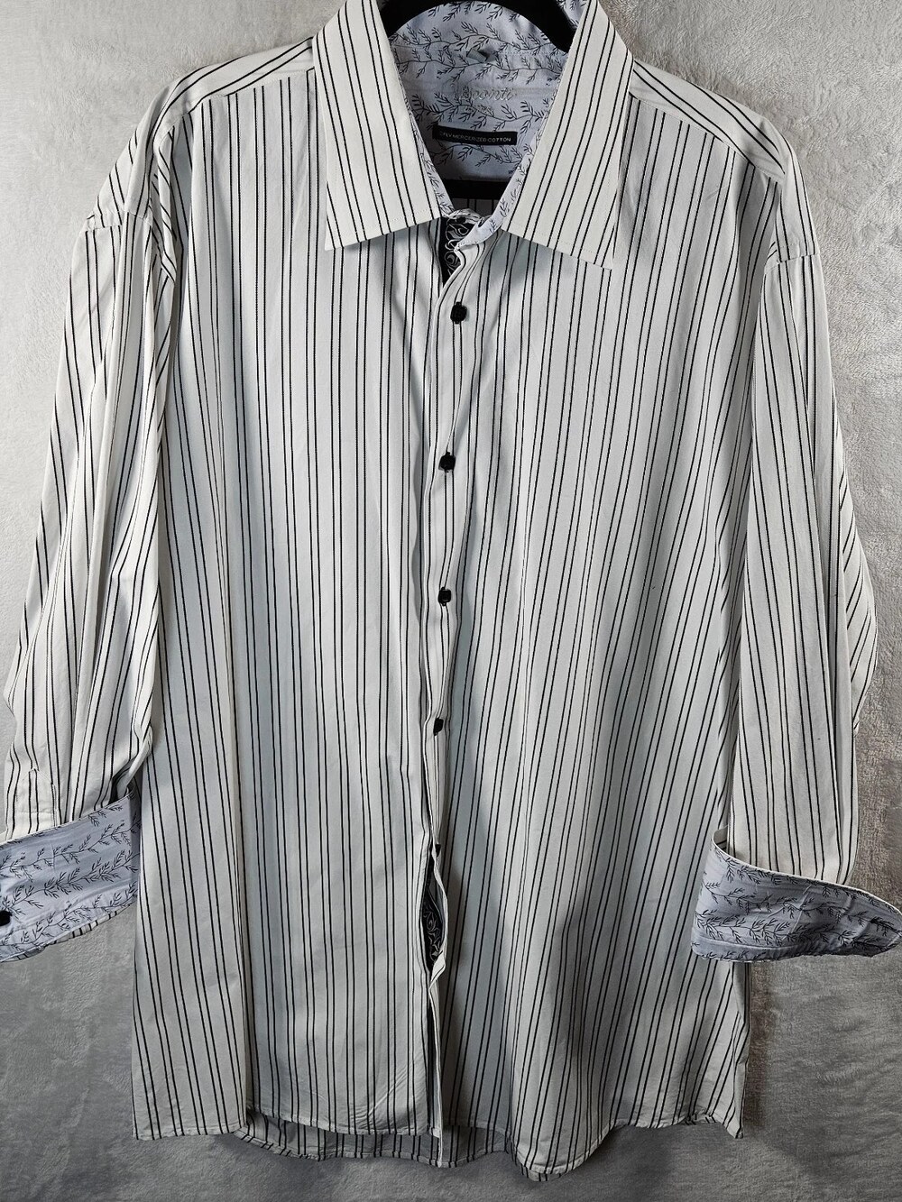 Visconti Button-Down Shirt Pinstripe White Men's Size 3XL Night Out